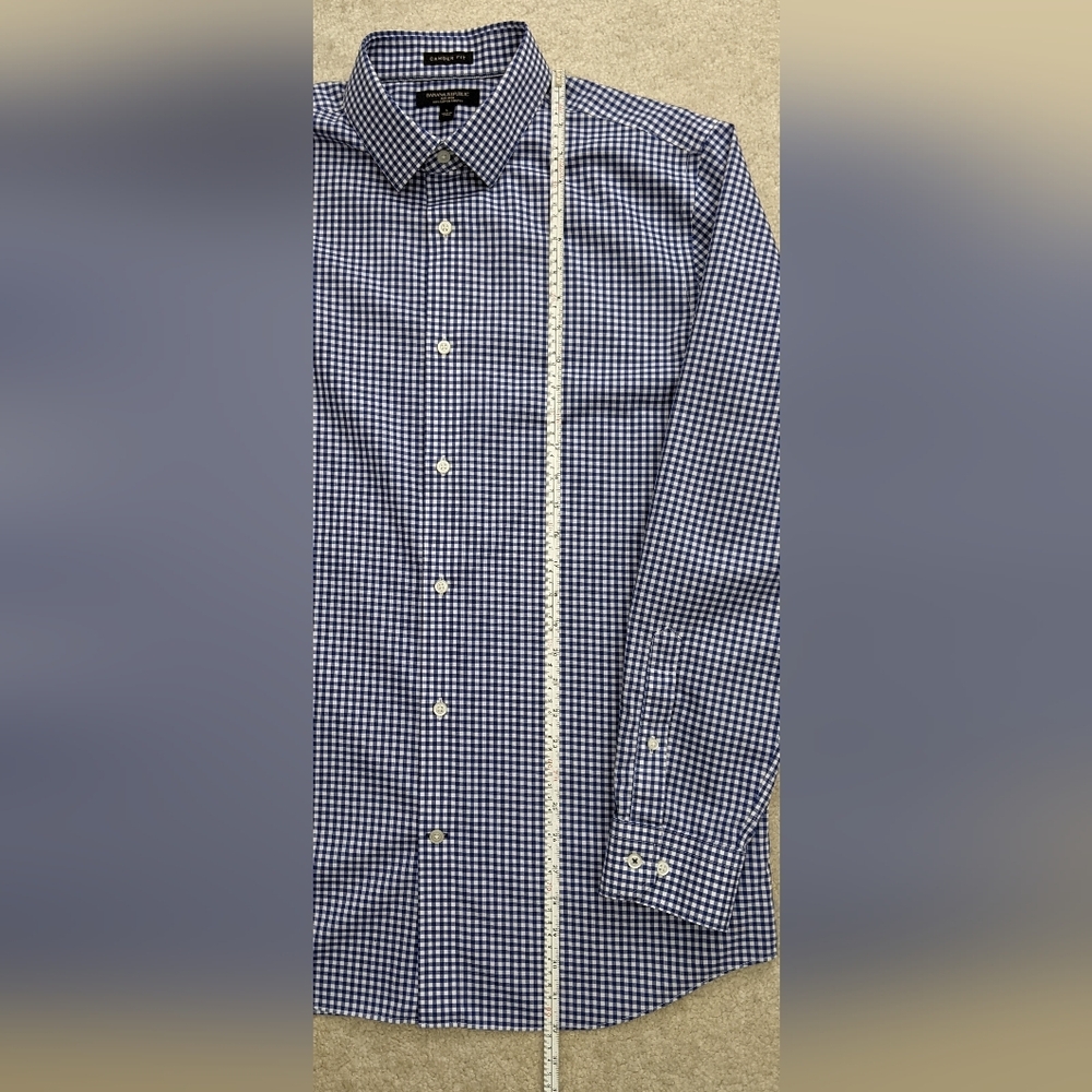 Banana Republic non-iron dress shirt large blue white - Picture 8 of 11